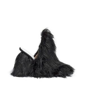 Maison Margiela black faux fur mules